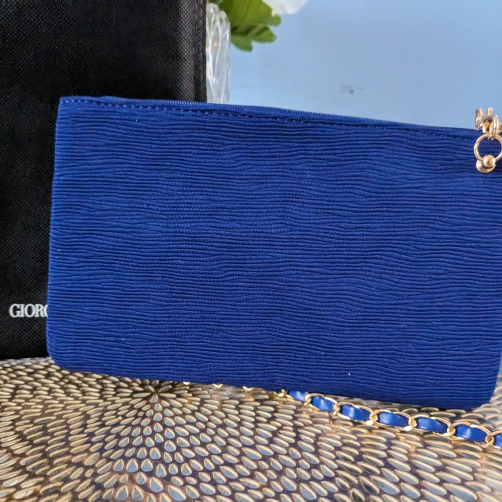 Giorgio Armani Royal Blue Clutch with Gold Accents - Picture 6 of 8